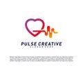 Love Medical Pulse logo design concept.Healthcare Pulse logo template vector. Icon Symbol Royalty Free Stock Photo