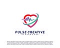 Love Medical Pulse logo design concept.Healthcare Pulse logo template vector. Icon Symbol