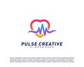 Love Medical Pulse logo design concept.Healthcare Pulse logo template vector. Icon Symbol Royalty Free Stock Photo