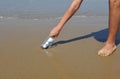 Love message in a bottle on the beach Royalty Free Stock Photo