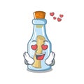 In love message in bottle on a character Royalty Free Stock Photo