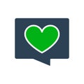 Love message colored icon. Heart in speech bubble, like, feedback symbol