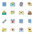 Love message filled outline icons set Royalty Free Stock Photo