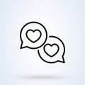 Love message line sign icon or logo. speech bubble concept. good feedback linear app vector illustration
