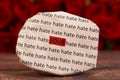 Love message with Red roses in a bunch as a background. Royalty Free Stock Photo