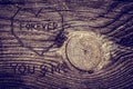 Love message on wood Royalty Free Stock Photo
