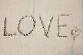 Love message written in sand Royalty Free Stock Photo