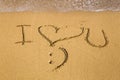 Love message written in sand Royalty Free Stock Photo