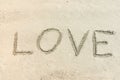 love message written in sand Royalty Free Stock Photo