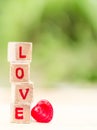 Love message written in wooden blocks. Royalty Free Stock Photo
