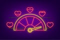 Love meter, heart indicator. Valentines day concept neon. High speed. Vector stock illustration. Royalty Free Stock Photo