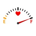 Love meter. The speedometer of love. Valentine`s day card design element. Royalty Free Stock Photo