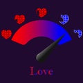 Love meter in speedometer vector - Valentine`s day illustration