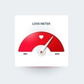 Love meter. Valentin`s day greeting card design element. Measuring device of love. Vector illustration