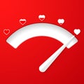 Love meter. Valentines Day card element in simple flat style. Vector illustration