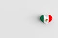 Love for Mexico - heart shaped glossy icon with the national flag of Mexico. Mexican souvenir and a symbol of pride in