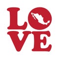 LOVE Mexico Mexican Red Outline Silhouette Isolated Vector Graphic