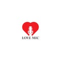 Love Microphone logo template vector Royalty Free Stock Photo