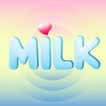 Love milk. Milk word text logo Royalty Free Stock Photo