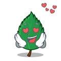 In love mint leaves mascot cartoon