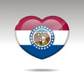 Love Missouri state symbol. Heart flag icon. 10 EPS