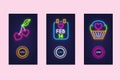 Love mobile app set with neon glow icons. Virtual love. UI design