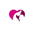 Love mom and baby logo vector stock illustration. Foundation logo. Charity logo. Baby logo. Pink. Care