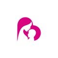 Love mom and baby logo vector stock illustration. Foundation logo. Charity logo. Baby logo. Pink. Care