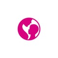 Love mom and baby logo vector stock illustration. Foundation logo. Charity logo. Baby logo. Pink. Care