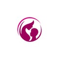 Love mom and baby logo vector stock illustration. Foundation logo. Charity logo. Baby logo. Pink. Care