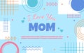 Love Mom Mother Day Gift Card Memphis Abstract Style Royalty Free Stock Photo