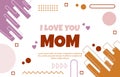 Love Mom Mother Day Gift Card Memphis Abstract Style Royalty Free Stock Photo