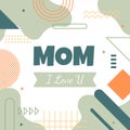 Love Mom Mother Day Square Gift Card Memphis Style 01 Royalty Free Stock Photo