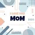 Love Mom Mother Day Square Gift Card Memphis Style Royalty Free Stock Photo