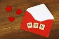 Love mom wording on old wood mother`s day concept. Royalty Free Stock Photo