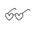 Love monoline icon vector doodle glasses in form of heart. Hand drawn valentine day logo. Decor for greeting card Royalty Free Stock Photo