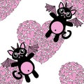 Love monsters with wings pattern for wrapping paper and fabrics and linens and kids clothes print