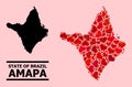 Red Love Mosaic Map of Amapa State