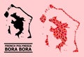 Red Heart Collage Map of Bora-Bora