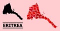 Red Love Mosaic Map of Eritrea