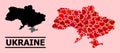 Red Lovely Mosaic Map of Ukraine