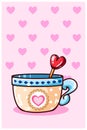 A love motif cup and love valentine candy cartoon illustration