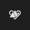 Love Mountain Logo. Modern Heart Line Logo. Love Identity Brand and App Icon Symbol.