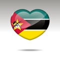 Love MOZAMBIQUE symbol. Heart flag icon.