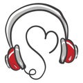 Love music headphones vector or color illustration