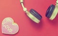 Love Music heart with golden headphone