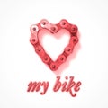 Love my bike heart chain Royalty Free Stock Photo