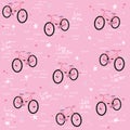 Love my bike seamless vector pattern - pink Royalty Free Stock Photo