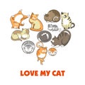 Love my cat promotional poster with fluffy domestic animals
