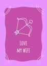 Love my spouse purple postcard with linear glyph icon